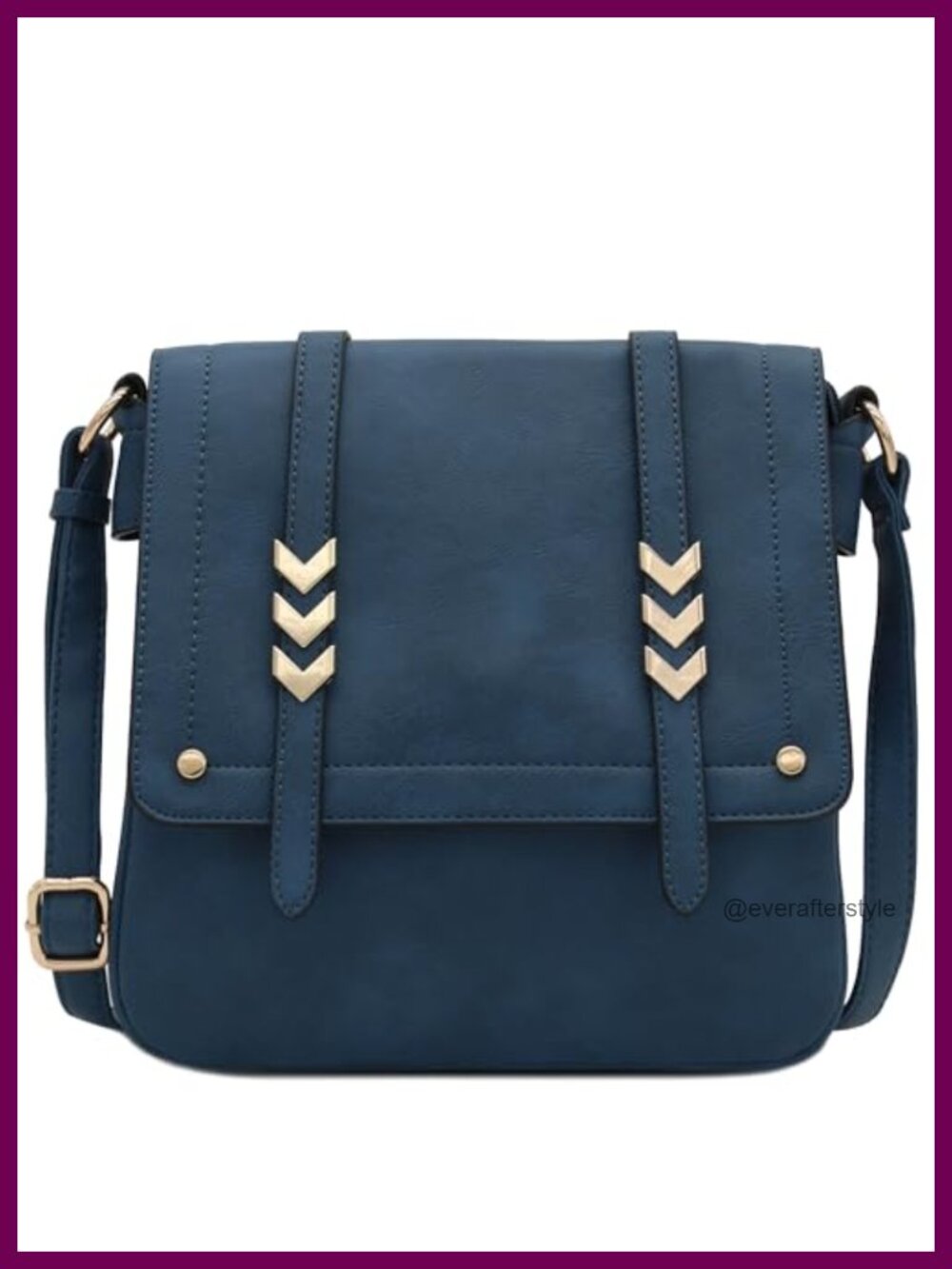 Faux Leather Double Compartment Flapover Crossbody Bag
